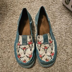 Ariat Womens' Teal and Floral Moccasins